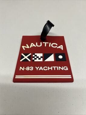 Nautica Large ID Luggage Tags Straps Travel Suitcase Red & Blue Rubber 4x4 Inch